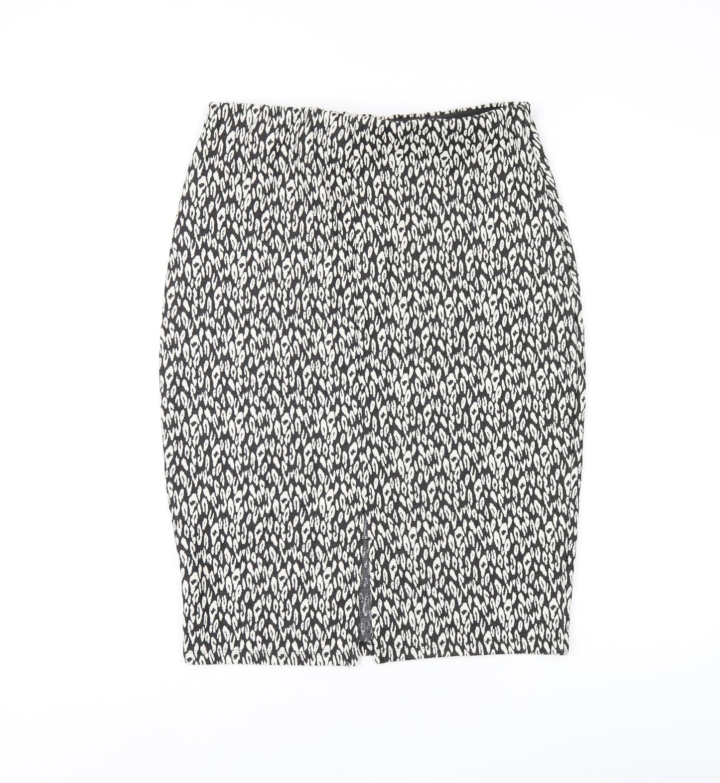 Marks and Spencer Womens Black Geometric Polyester Straight & Pencil Skirt Size 12