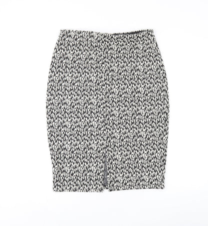 Marks and Spencer Womens Black Geometric Polyester Straight & Pencil Skirt Size 12