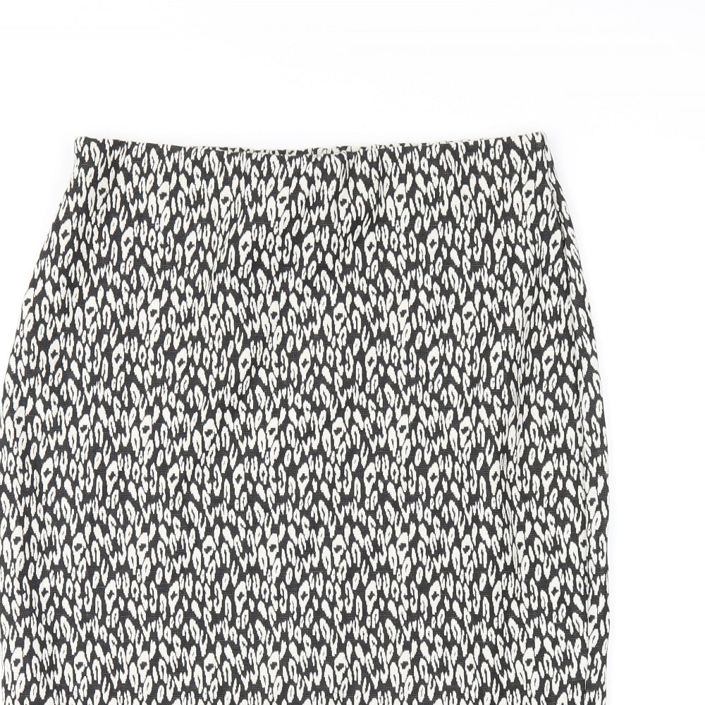 Marks and Spencer Womens Black Geometric Polyester Straight & Pencil Skirt Size 12