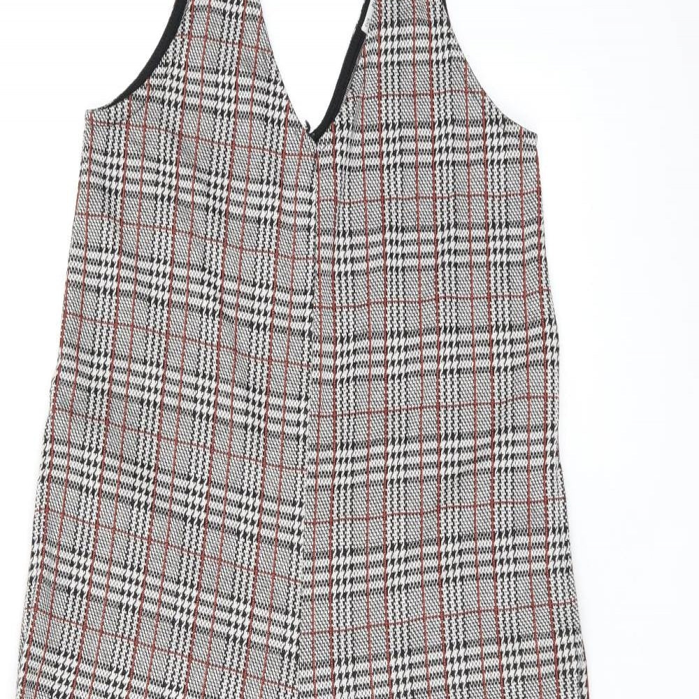 Pull&Bear Womens Grey Plaid Polyester Jumpsuit One-Piece Size S L20 in Pullover