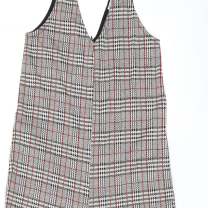 Pull&Bear Womens Grey Plaid Polyester Jumpsuit One-Piece Size S L20 in Pullover