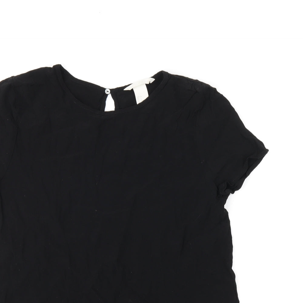 Womens UK Size 8 H&M Black Basic T-Shirt