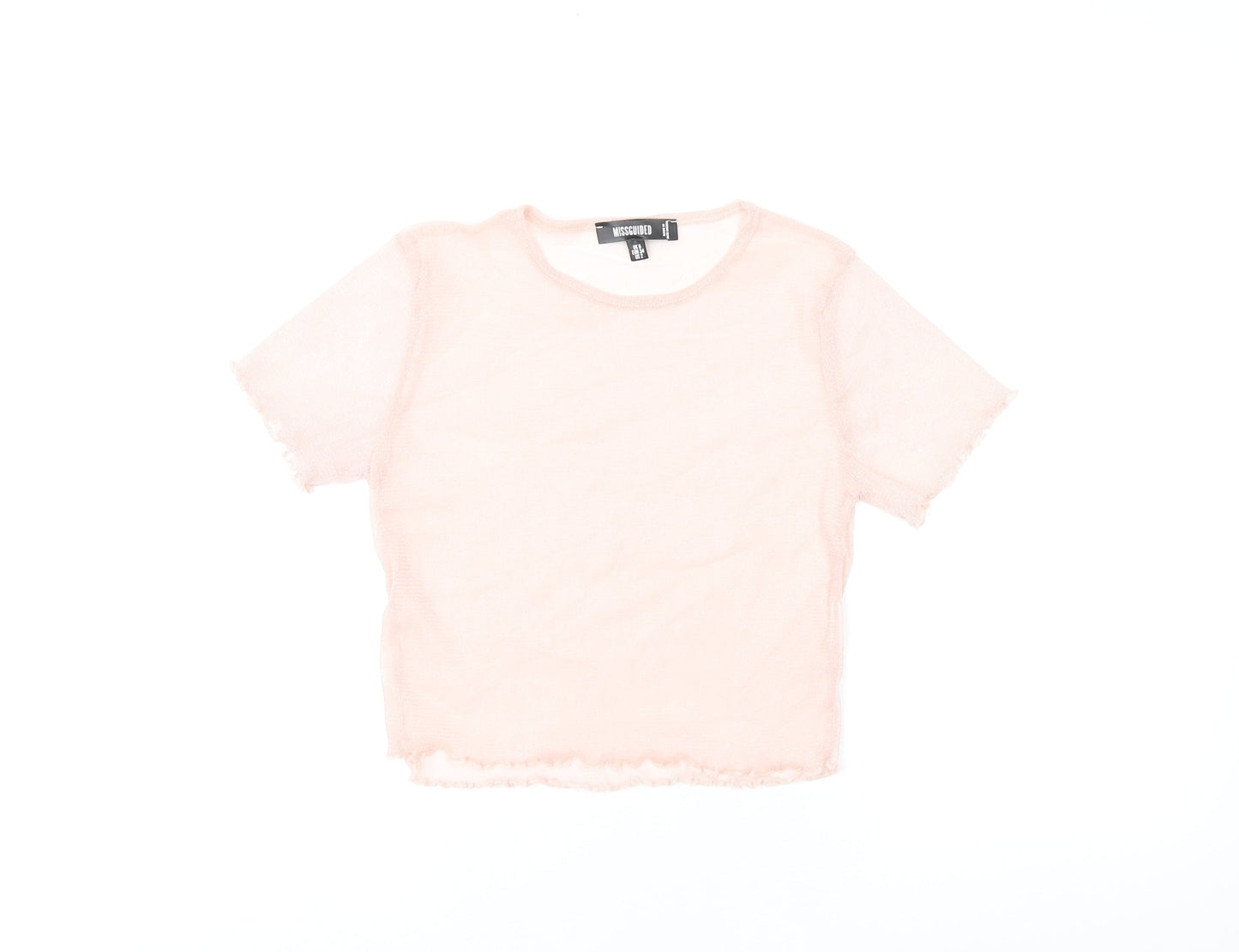 Womens UK Size 6 Missguided Pink Cropped T-Shirt