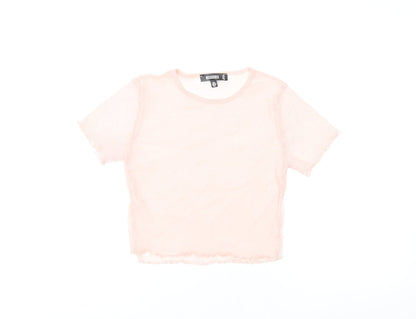 Womens UK Size 6 Missguided Pink Cropped T-Shirt