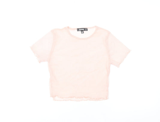 Womens UK Size 6 Missguided Pink Cropped T-Shirt