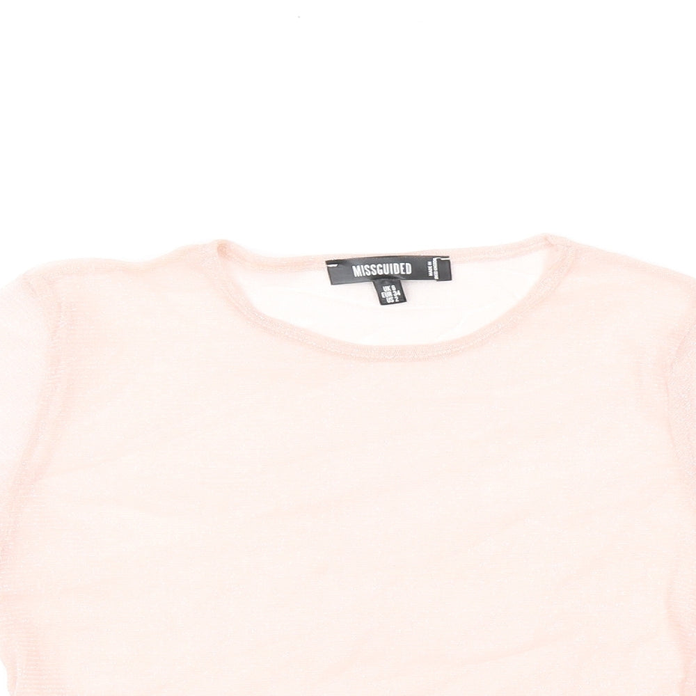 Womens UK Size 6 Missguided Pink Cropped T-Shirt