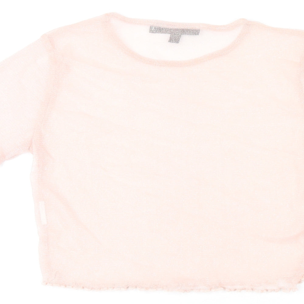 Womens UK Size 6 Missguided Pink Cropped T-Shirt