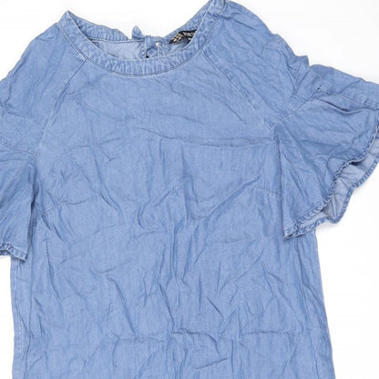 Principles Womens Blue Lyocell Shift Size 12 Boat Neck Pullover
