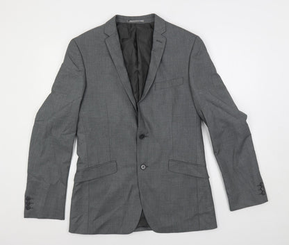 Ocassions Mens Grey Polyester Jacket Suit Jacket Size 38 Regular