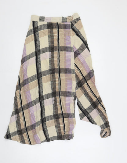 Marks and Spencer Womens Multicoloured Geometric Viscose A-Line Skirt Size 6 Zip - Side Slit