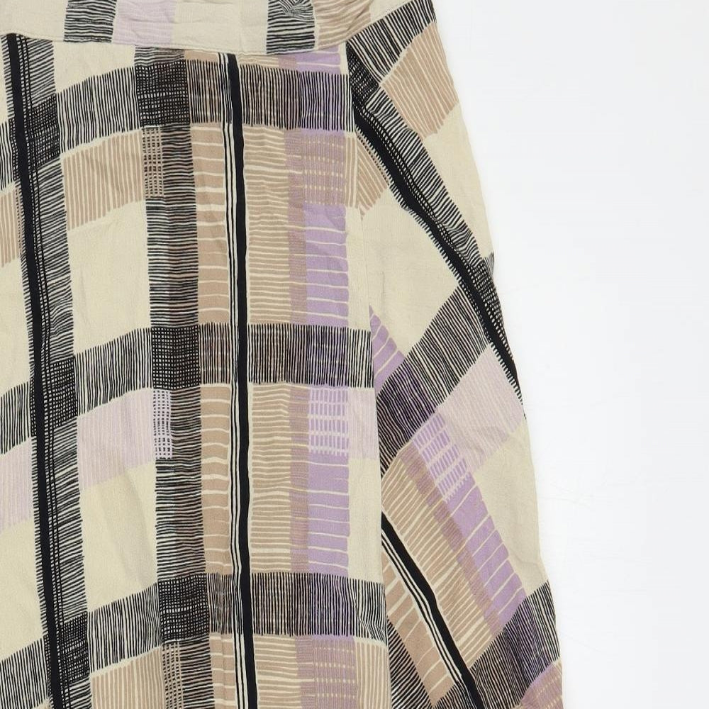 Marks and Spencer Womens Multicoloured Geometric Viscose A-Line Skirt Size 6 Zip - Side Slit