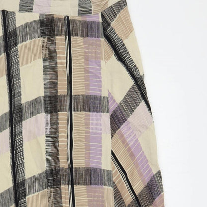 Marks and Spencer Womens Multicoloured Geometric Viscose A-Line Skirt Size 6 Zip - Side Slit