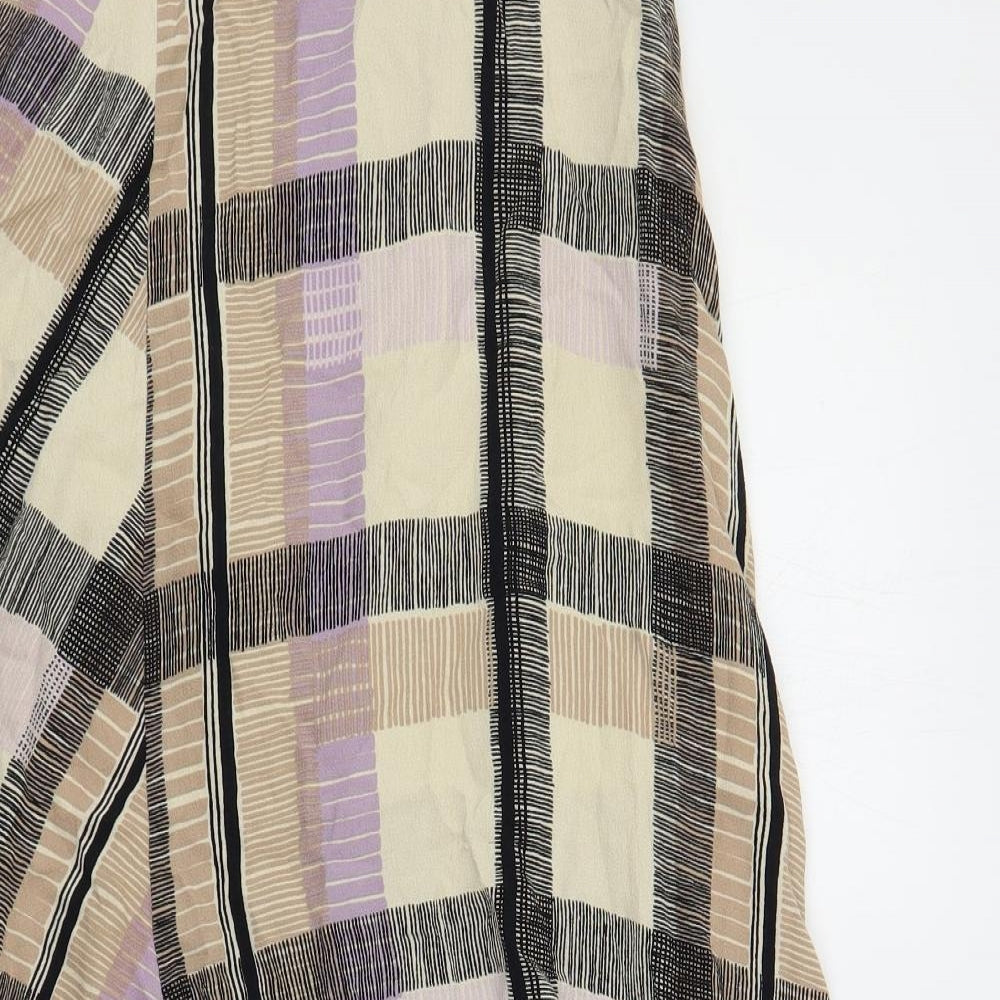 Marks and Spencer Womens Multicoloured Geometric Viscose A-Line Skirt Size 6 Zip - Side Slit