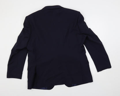 Santinelli Mens Blue Polyester Jacket Suit Jacket Size 46 Regular