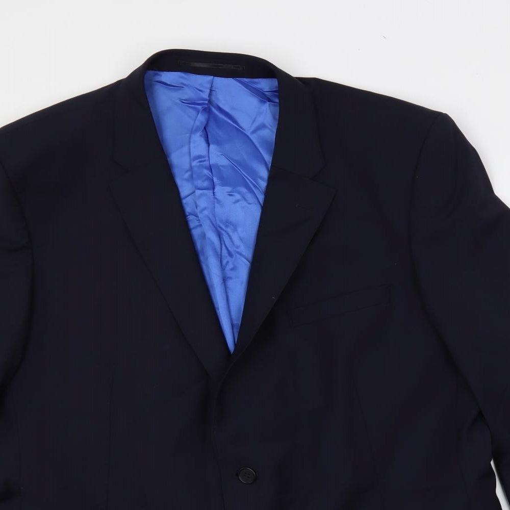 Santinelli Mens Blue Polyester Jacket Suit Jacket Size 46 Regular
