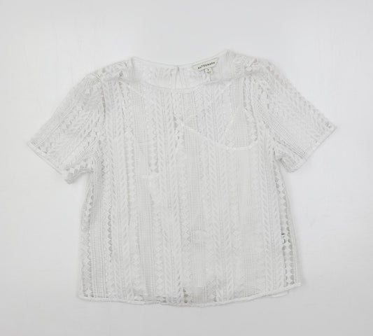Autograph Womens White Cotton Basic Blouse Size 8 Boat Neck - Lined