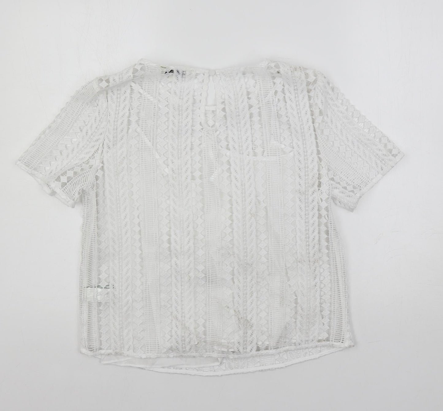 Autograph Womens White Cotton Basic Blouse Size 8 Boat Neck - Lined