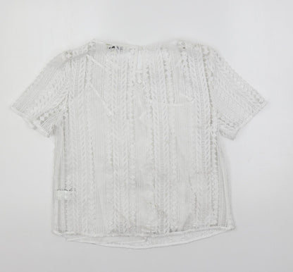 Autograph Womens White Cotton Basic Blouse Size 8 Boat Neck - Lined