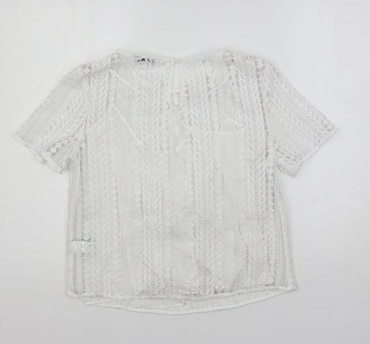 Autograph Womens White Cotton Basic Blouse Size 8 Boat Neck - Lined