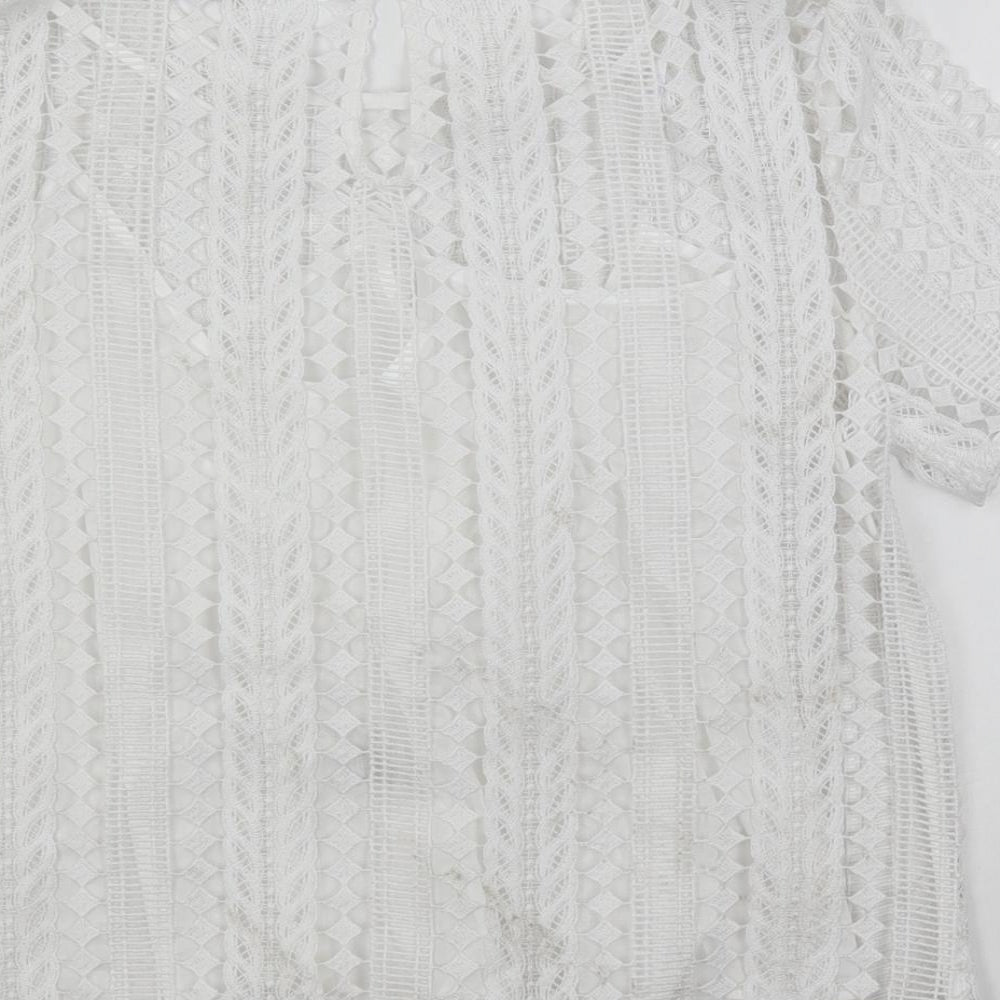 Autograph Womens White Cotton Basic Blouse Size 8 Boat Neck - Lined