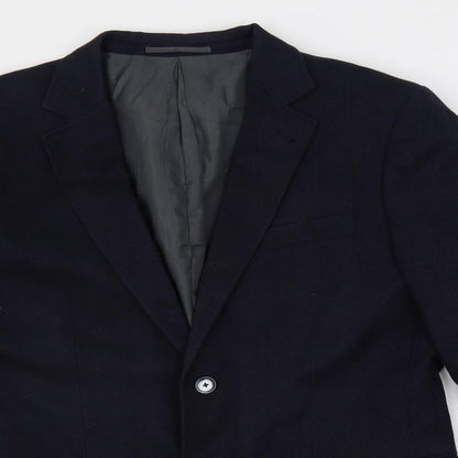 Harvey & jones Mens Blue Polyester Jacket Blazer Size 40 Regular