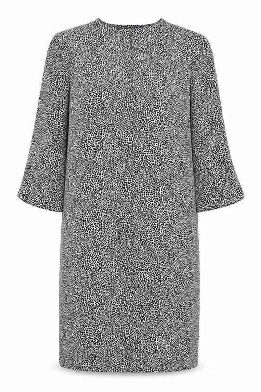 Marks and Spencer Womens Black Geometric Polyester Shift Size 8 V-Neck Pullover