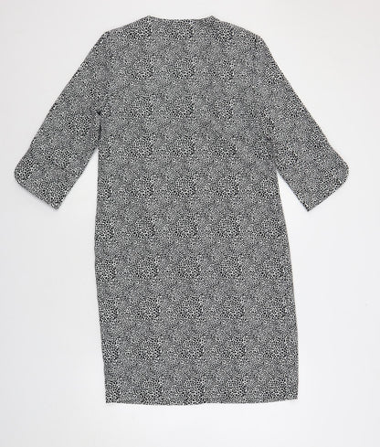 Marks and Spencer Womens Black Geometric Polyester Shift Size 8 V-Neck Pullover