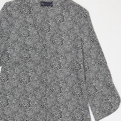 Marks and Spencer Womens Black Geometric Polyester Shift Size 8 V-Neck Pullover