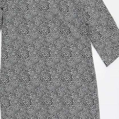 Marks and Spencer Womens Black Geometric Polyester Shift Size 8 V-Neck Pullover