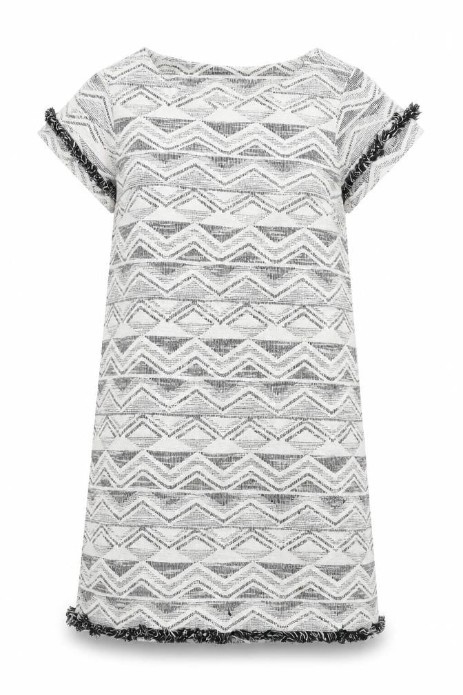 NEXT Womens White Geometric Cotton A-Line Size 14 Round Neck Pullover