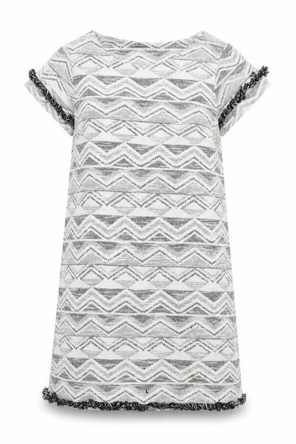 NEXT Womens White Geometric Cotton A-Line Size 14 Round Neck Pullover