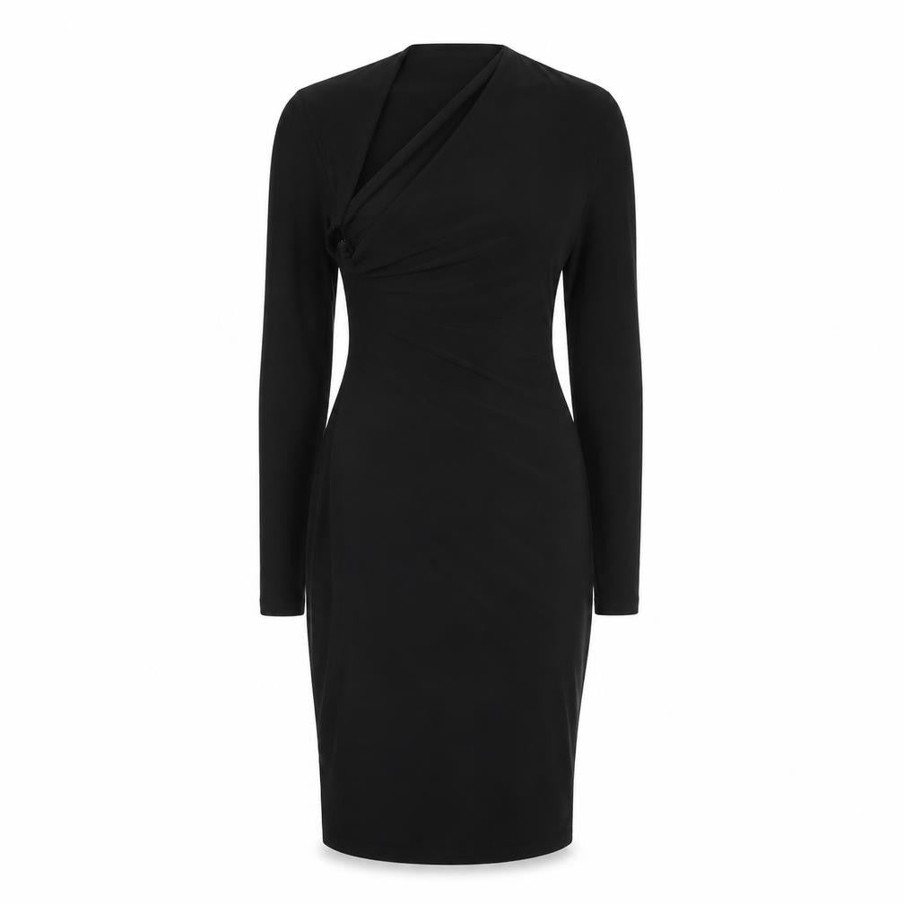 Club L Womens Black Polyester Bodycon Size 8 One Shoulder Pullover - Asymmetric Neckline