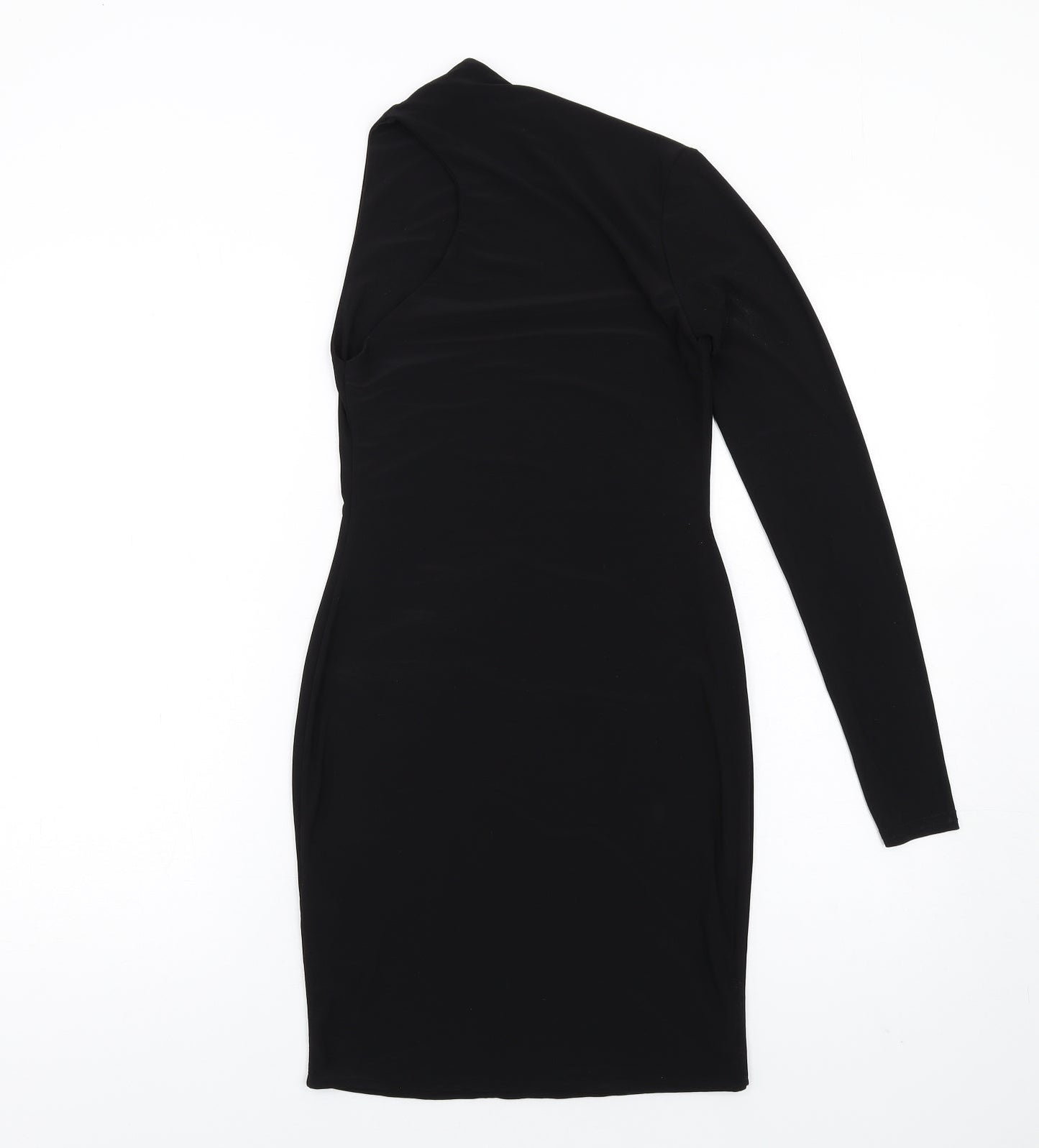 Club L Womens Black Polyester Bodycon Size 8 One Shoulder Pullover - Asymmetric Neckline