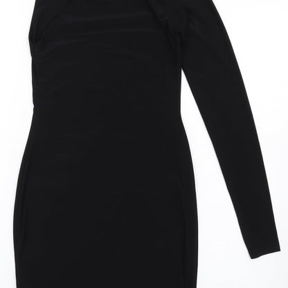 Club L Womens Black Polyester Bodycon Size 8 One Shoulder Pullover - Asymmetric Neckline
