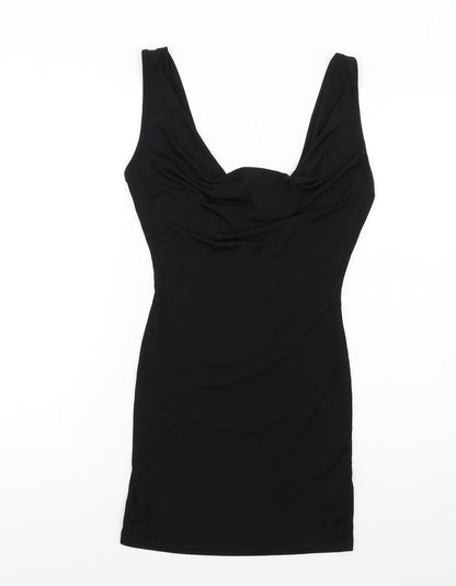 Miss Selfridge Womens Black Polyester Mini Size 10 Cowl Neck Pullover