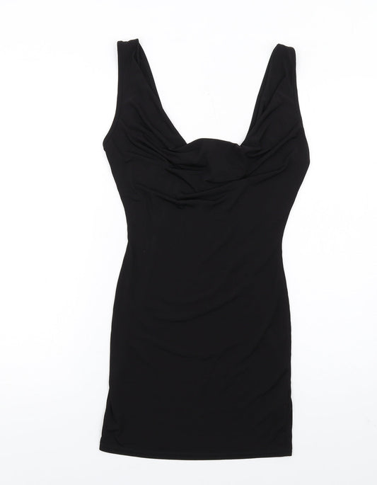 Miss Selfridge Womens Black Polyester Mini Size 10 Cowl Neck Pullover