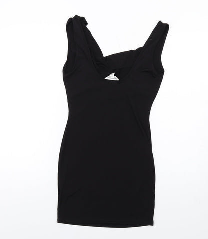 Miss Selfridge Womens Black Polyester Mini Size 10 Cowl Neck Pullover