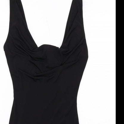 Miss Selfridge Womens Black Polyester Mini Size 10 Cowl Neck Pullover