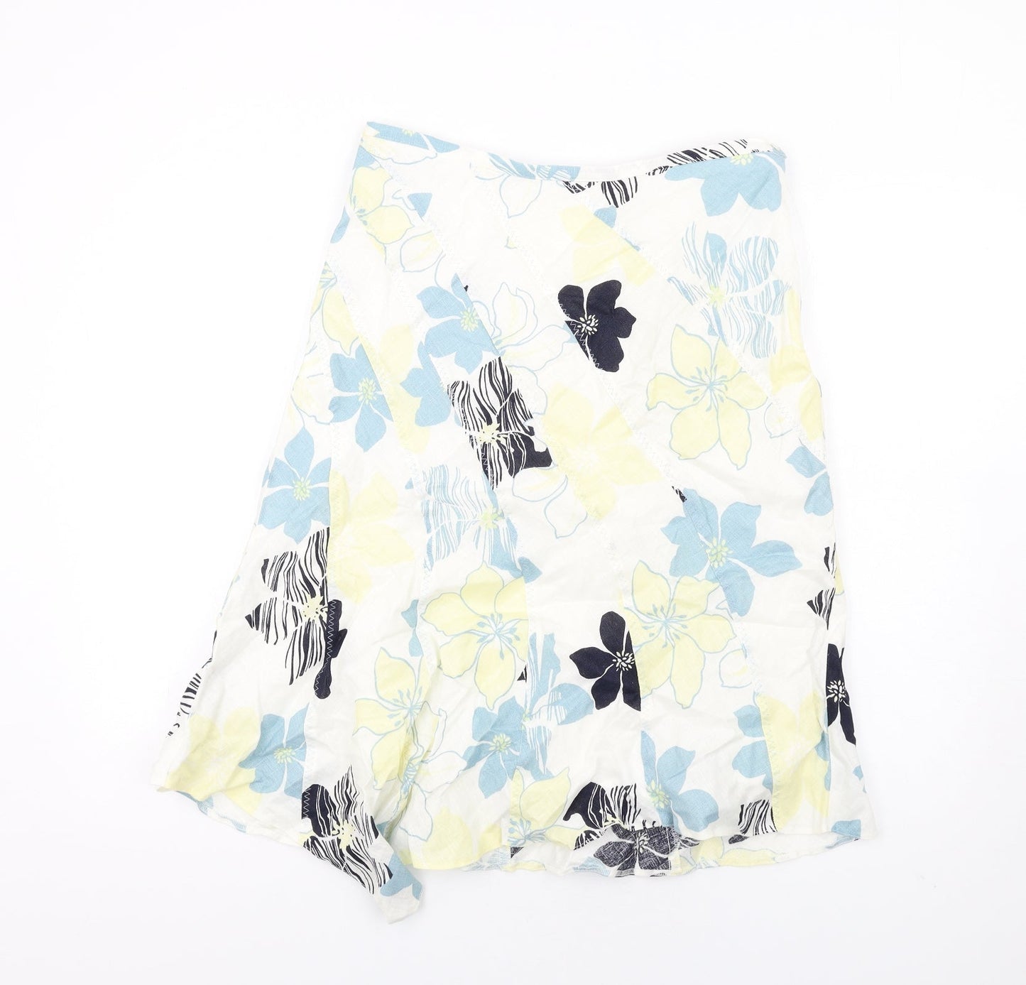 Principles Womens Multicoloured Floral Linen A-Line Skirt Size 12 Zip