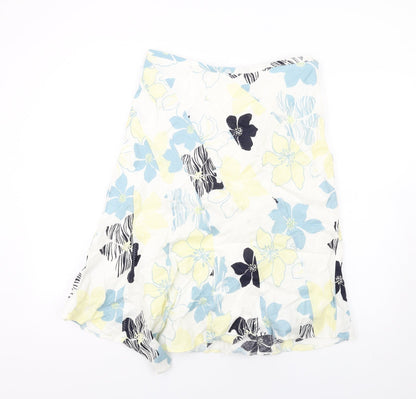 Principles Womens Multicoloured Floral Linen A-Line Skirt Size 12 Zip