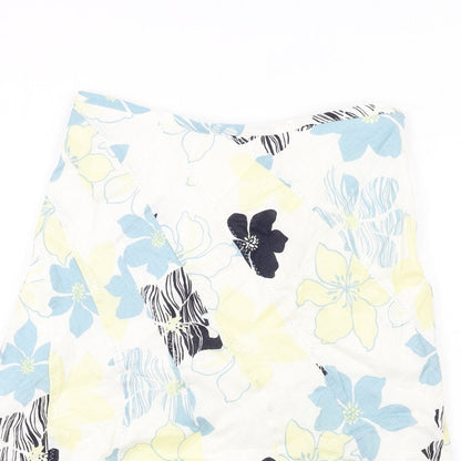 Principles Womens Multicoloured Floral Linen A-Line Skirt Size 12 Zip