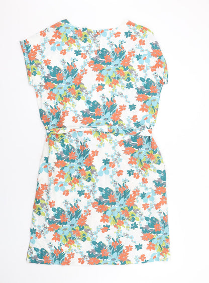 Lily & Me Womens Multicoloured Floral Viscose A-Line Size 10 Round Neck Button