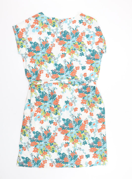 Lily & Me Womens Multicoloured Floral Viscose A-Line Size 10 Round Neck Button