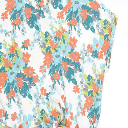 Lily & Me Womens Multicoloured Floral Viscose A-Line Size 10 Round Neck Button