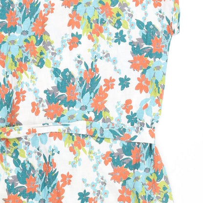 Lily & Me Womens Multicoloured Floral Viscose A-Line Size 10 Round Neck Button