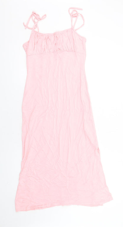 Fashion Us Womens Pink Viscose A-Line Size 12 Square Neck Pullover
