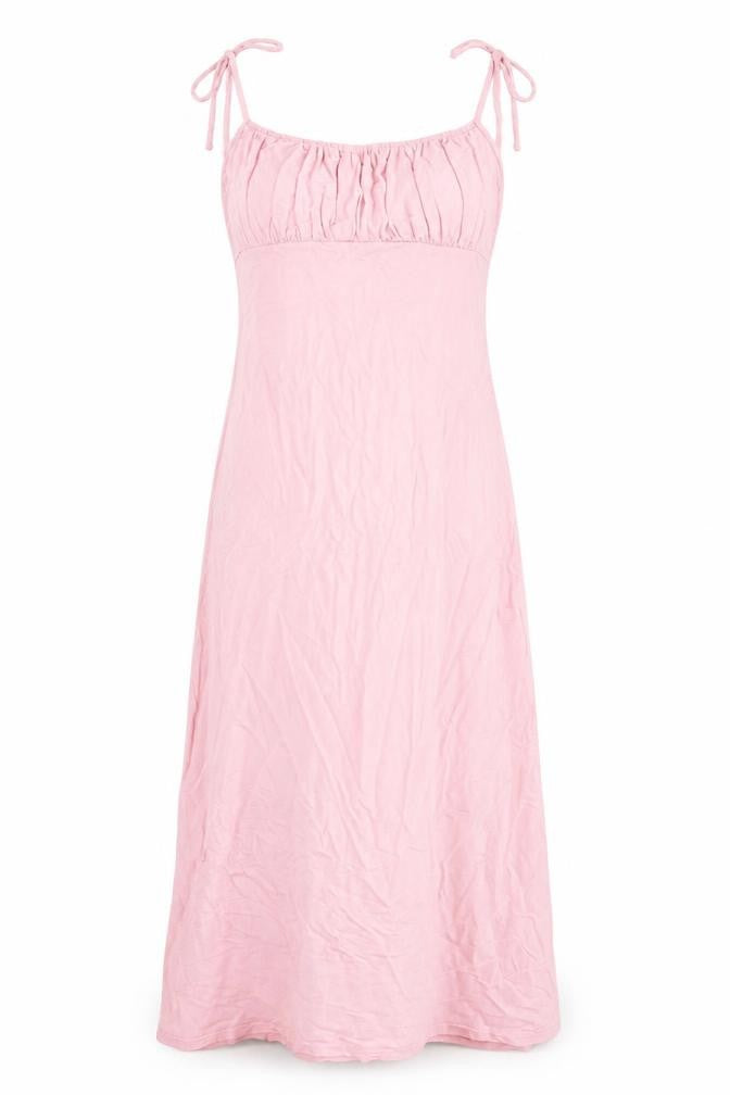 Front view of Fashion Us women’s pink viscose a-line, size UK 12, square neck pullover