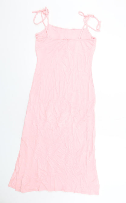 Fashion Us Womens Pink Viscose A-Line Size 12 Square Neck Pullover