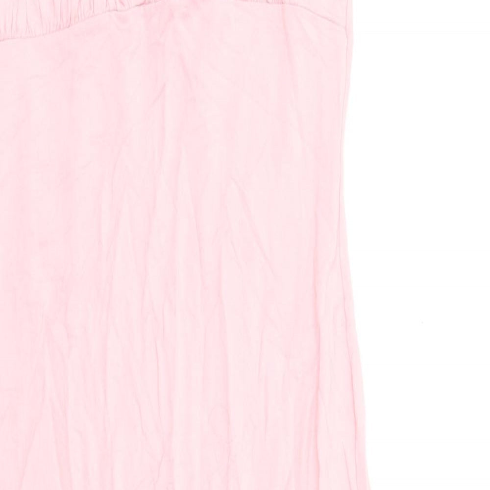 Fashion Us Womens Pink Viscose A-Line Size 12 Square Neck Pullover