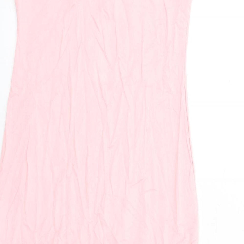 Fashion Us Womens Pink Viscose A-Line Size 12 Square Neck Pullover